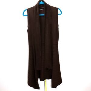 Pure Amici 100% Cashmere Sleeveless Long Cardigan Vest Size M Brown